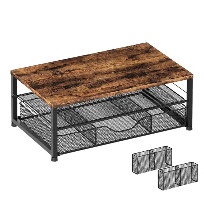 2-Tier Metal Monitor Stand with Drawer and Side Storage Organizer