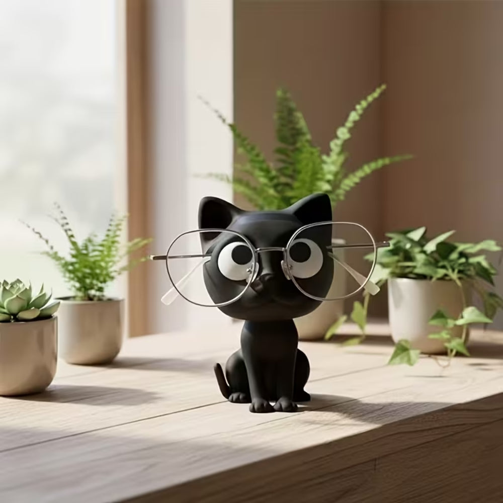 Decorative Cat Glasses Stand for Desk & Nightstand