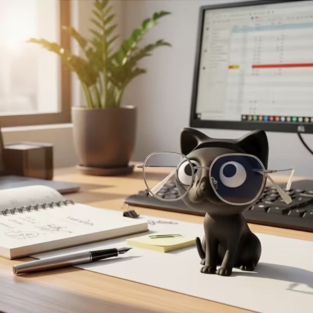 Decorative Cat Glasses Stand for Desk & Nightstand